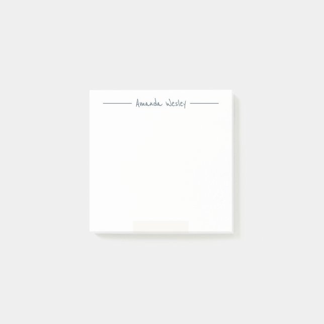 Minimal Mörk blått monogram Fullt Namn Post-it Block (Framsida)