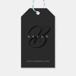 Minimal Mörk Grått Black Elegant Monogram Company Presentetikett