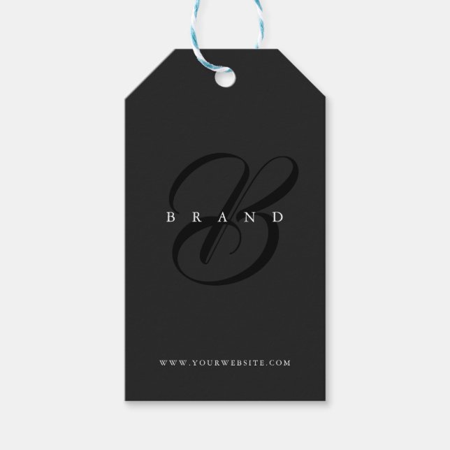 Minimal Mörk Grått Black Elegant Monogram Company Presentetikett (Framsidan)