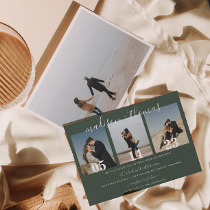 Minimal Mörk grönt fotosamling av skript i Bröllop Inbjudningar