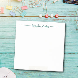 Minimal Mörk grönt monogram Fullt Namn Post-it Block