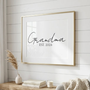Minimal Mormor Sedan År Mjuk Skript Typografi Poster