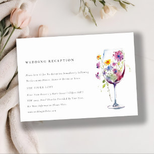 Minimal mottagning av Blommigt med Vin-glasbröllop Tilläggskort