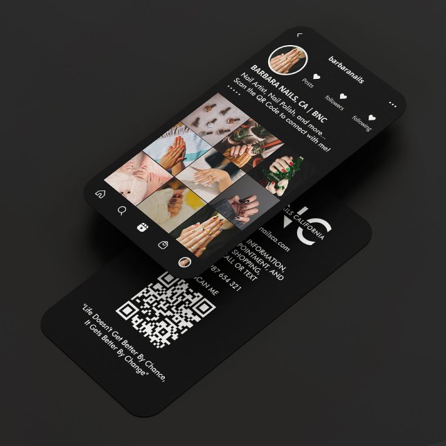 Minimal Nagel Tech Manicurist IG Black Monogram Visitkort (Minimal Nail Tech Manicurist IG Black Monogram Business Card
)
