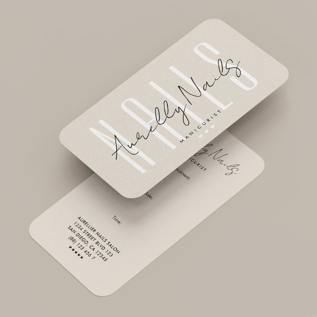 Minimal Nagel Tech Manicurist Sand Möte Visitkort (Minimal Nail Tech Manicurist Sand Appointment Business Card
)
