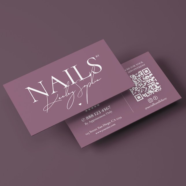 Minimal nageltekniker naglar studio dammig rosa visitkort (Minimal Nail Technician Nails Studio Dusty Pink Business Card
)