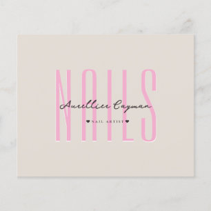 Minimal Nail Tech Rosa Sand Skönhetssalong Flygblad