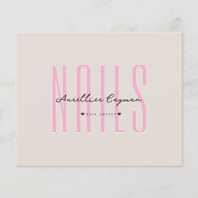 Minimal Nail Tech Rosa Sand Skönhetssalong  Flygblad (Framsidan)