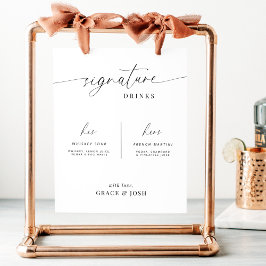 Minimal Namnteckning menysignatur för Drink Cockta Poster