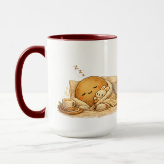 Minimal Napping Potato Soft Brown Line Art Mugg