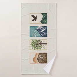 Minimal Nature Set – Mountain & Tree Art