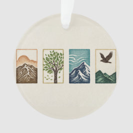 Minimal Nature Set – Mountain & Tree Art
