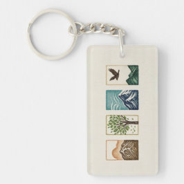 Minimal Nature Set – Mountain & Tree Art