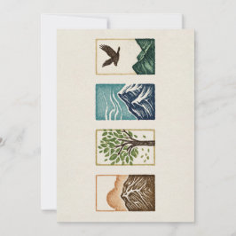 Minimal Nature Set – Mountain & Tree Art Julkort