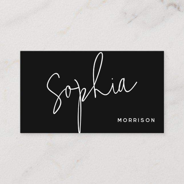 Minimal naturlig utsikt i monogram svart visitkort (Framsida)