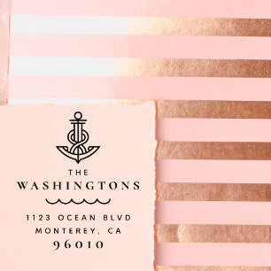 Minimal Nautical Anchor Rope Family-Returadress Stämpel