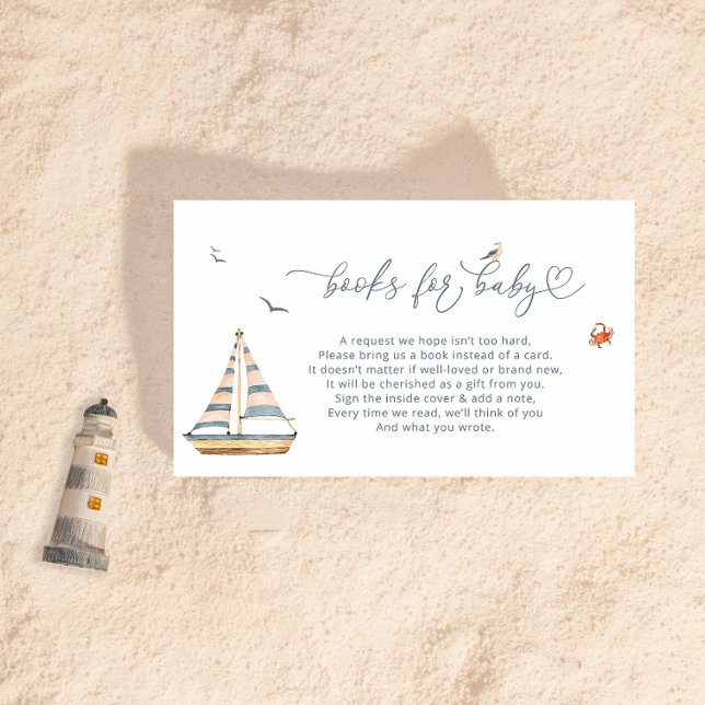 Minimal Nautical Baby Shower Bokar för Baby Tilläggskort (Skapare uppladdad)