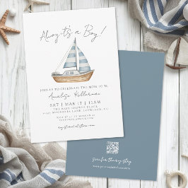 Minimal Nautical Baby Shower Inbjudningar