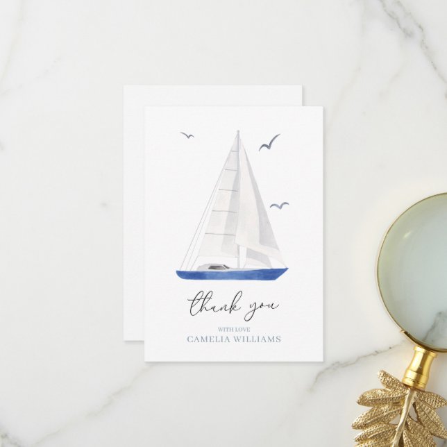 Minimal Nautical Sailboat Ahoy Boy's Tack Kort (Fram/Back In Situ)