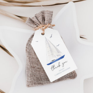 Minimal Nautical Sailboat Ahoy Boy's Tack Presentetikett
