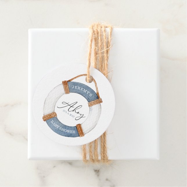 Minimal Nautical Sailboat Shower Ahoy Boy Gåvor Etiketter (På plats)