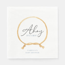 Minimal Nautical Sailboat Shower Ahoy Boy Pappersservett