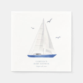 Minimal Nautical Sailboat Shower Ahoy Boy Pappersservett
