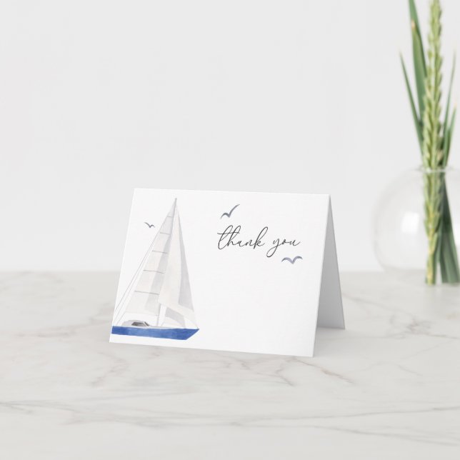 Minimal Nautical Sailboat Shower Ahoy Boy Tack Kort (Framsida)