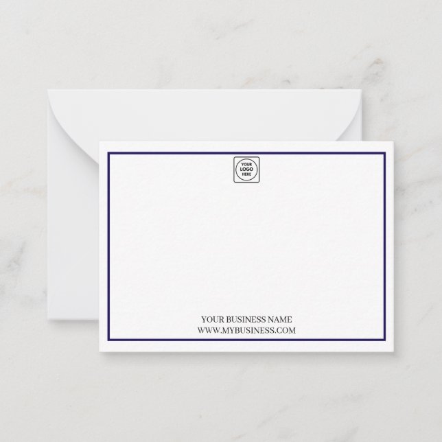 Minimal Navy Blue Business Logo Note Card Anteckningskort (Framsida)