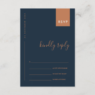 MINIMAL NAVY RUST ORANGE TYPOGRAPHY BRÖLLOP OSA TILLÄGGSKORT