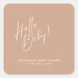 Minimal Neutral Modern Baby Shower Fyrkantigt Klistermärke