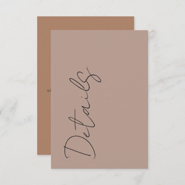 Minimal Neutral Typography Wedding Details Tilläggskort (Fram/baksida)