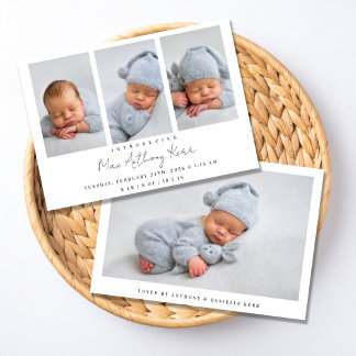 Minimal Newborn Announcement Inbjudningar