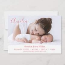 Minimal Newborn Photo Birth Announcement Card