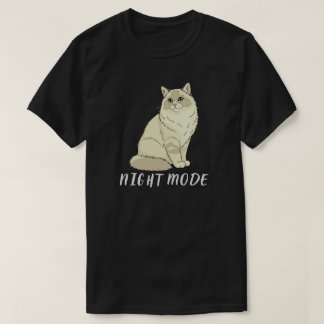 Minimal Night Mode Cat Cozy Illustration T Shirt