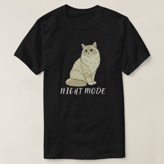 Minimal Night Mode Cat Cozy Illustration T Shirt (Design framsida)