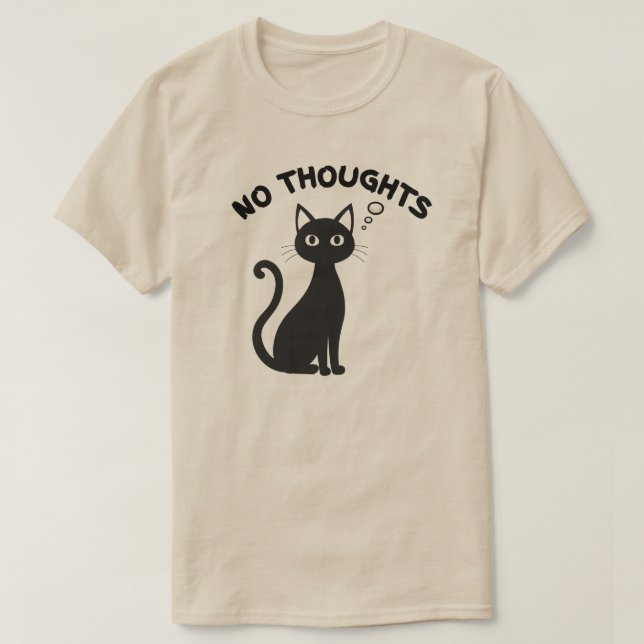 Minimal No Thoughts Cat Blank Expression Illustrat T Shirt (Design framsida)