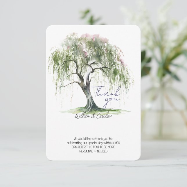 Minimal nödera Soft Willow Träd Tack Kort (Stående Fram)