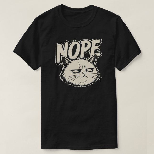 Minimal Nope Katt Humör Design T Shirt (Design framsida)