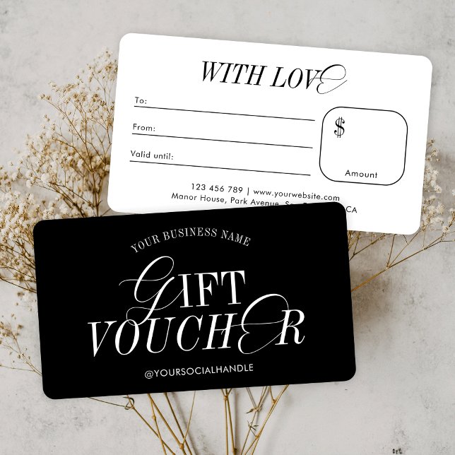 Minimal nostalgisk Elegant Business Gift Voucher Visitkort (Embrace the nostalgia with this elegant business gift voucher design)