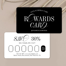 Minimal nostalgisk kalligrafi, svart och vit salon lojalitetskort