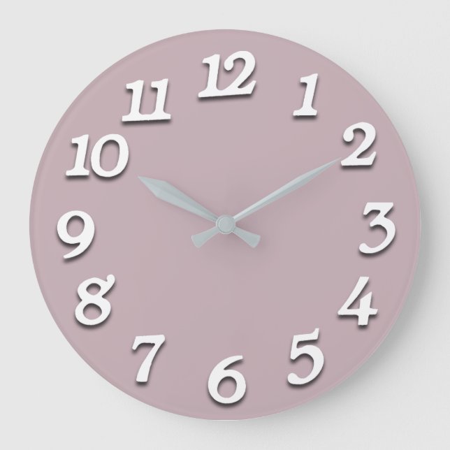 Minimal numbers Grått Silver White Mauve Lavener Stor Klocka (Framsida)
