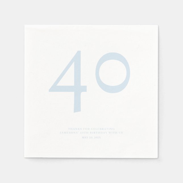 Minimal och Chic 40:e födelsedagen Party Pappersservett (Framsidan)
