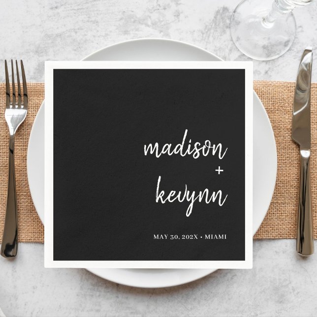 Minimal och Chic | Black Bröllop Napkins Pappersservett (Skapare uppladdad)