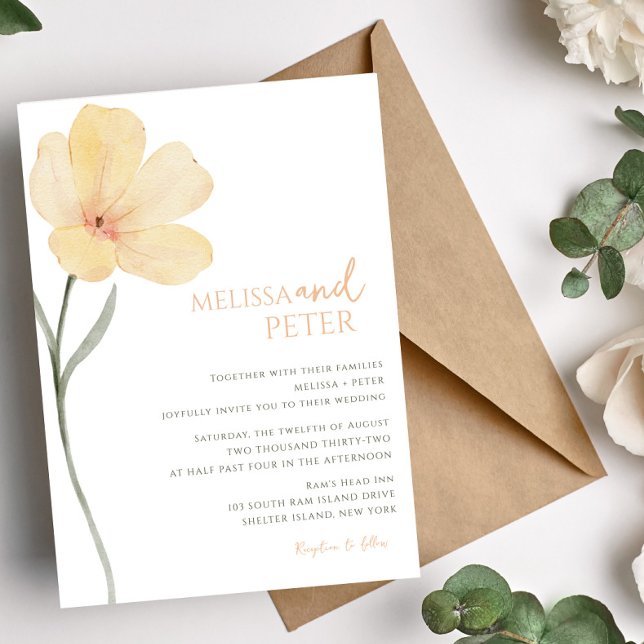 Minimal och Chic Blommigt Wildblomma Bröllop Inbjudningar (Skapare uppladdad)