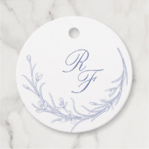 Minimal och Chic Blue Bröllop Monogram Classic