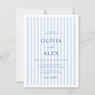 Minimal och Chic Blue Fransk Personlig Bröllop Vykort