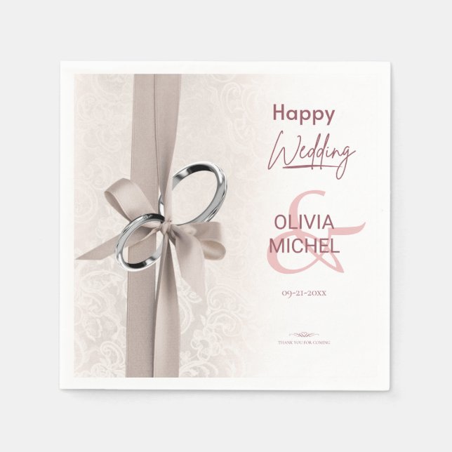 Minimal och Chic Bröllop Pappersservett (Framsidan)