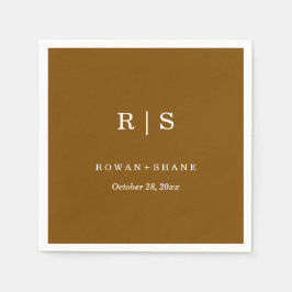 Minimal och Chic | Brown Bröllop Napkin med White Pappersservett