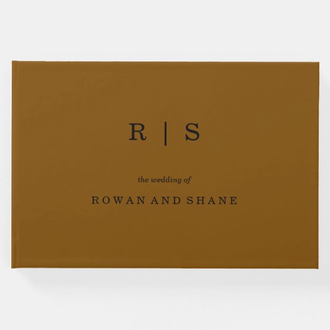 Minimal och Chic Brown | Svartteckensnitt, Bröllop Gästböcker (Framsida)